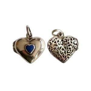 Silver Heart Locket with Blue Lapis and Filigree